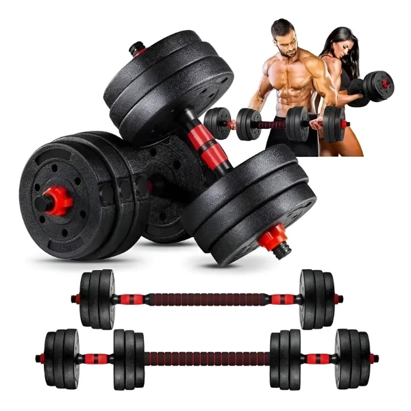 Kit Pesas Mancuernas Ajustables Barra Ejercicio Fitness 20kg