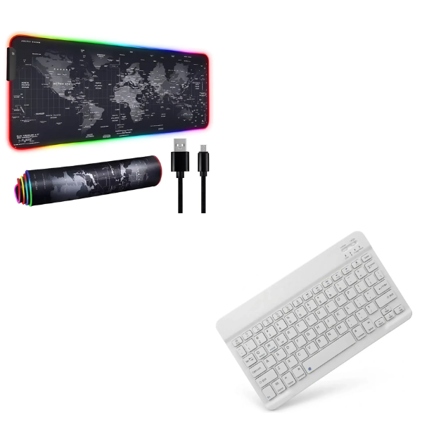 Teclado Inalambrico Portatil + Mouse Pad Gamer Electrico Rgb