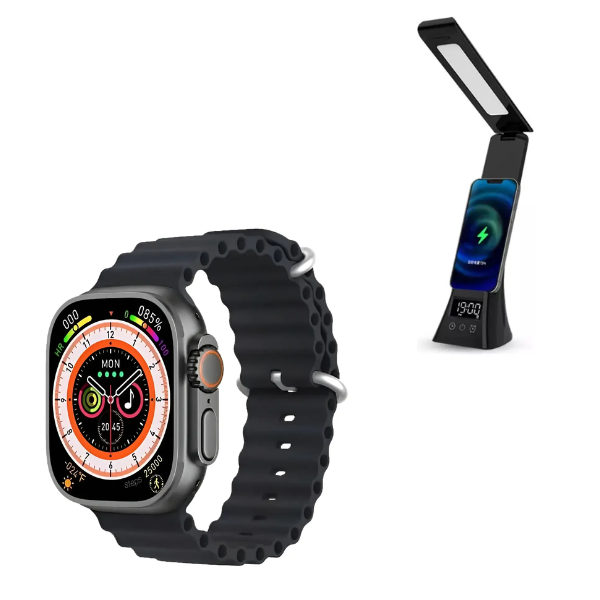 Lampara Reloj Cargador 3 En 1 + Reloj Inteligente X10 Ultra