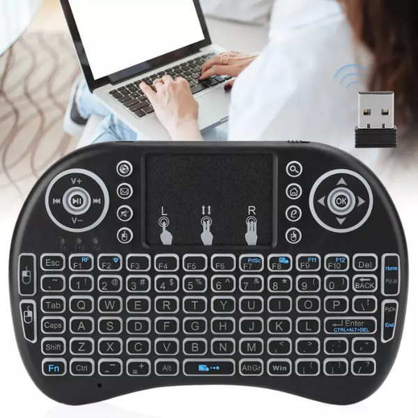 Mini Teclado Inalambrico Bluetooth Pc Tv Smart Laptop Rgb Negro Inglés